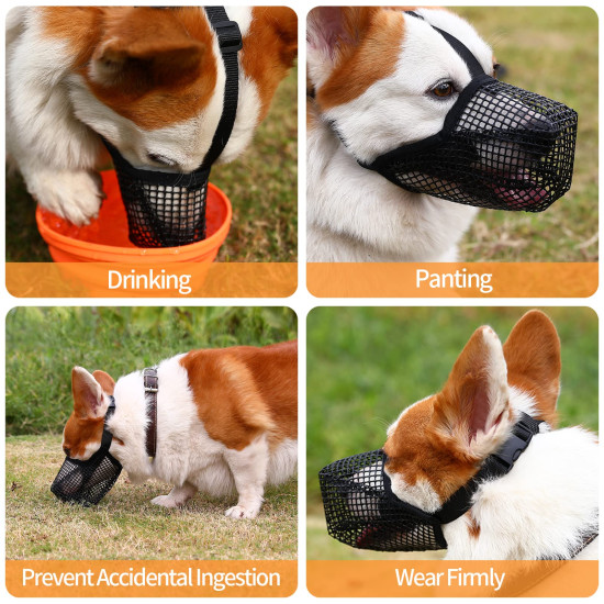 Mesh Dog Mouth Cover with Adjustable Strap