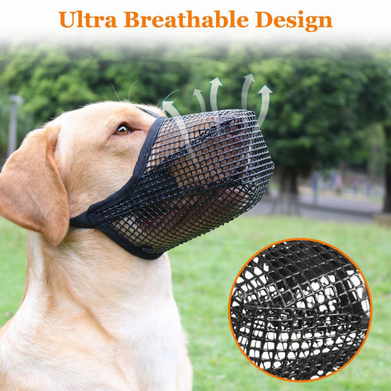 Mesh Dog Mouth Cover with Adjustable Strap