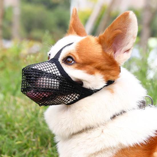 Mesh Dog Mouth Cover with Adjustable Strap