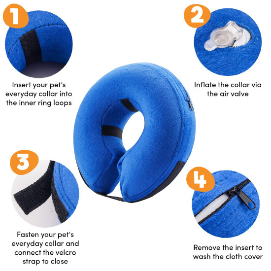 Inflatable Cat Dog Collar for Postoperative Recovery 