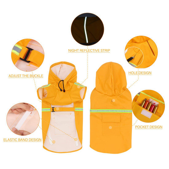 Adjustable Dog Raincoat With Hood