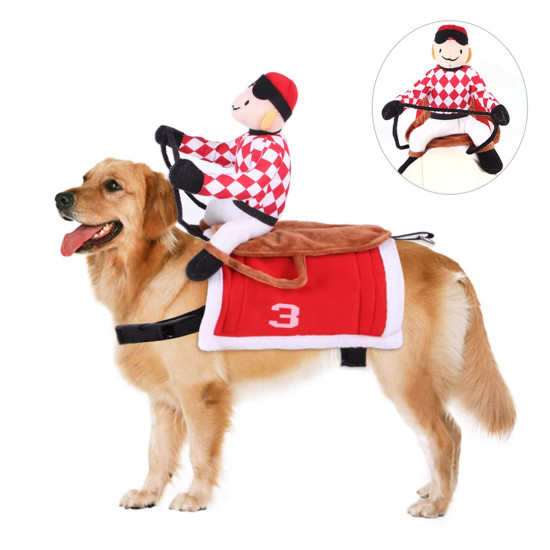 Halloween Jockey Saddle Dog Horse Costume