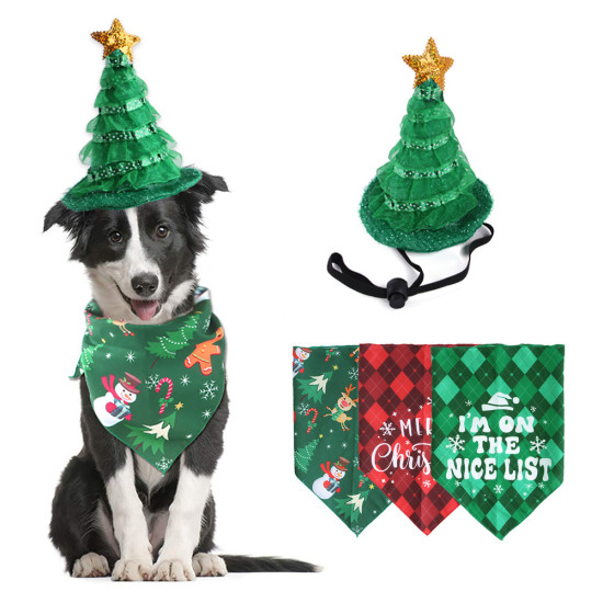 Dog Christmas Set With Hat And Bib