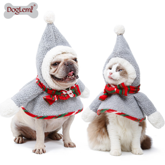 DOGLEMI Cat Dog Santa Hat Cape Dress Up