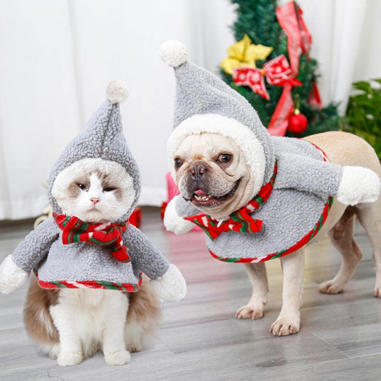 DOGLEMI Cat Dog Santa Hat Cape Dress Up