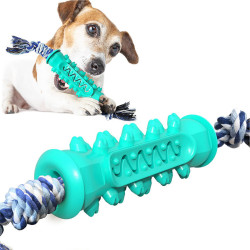 Dog Chew Toys Rubber Molar Stick with Cotton Bite Rope 