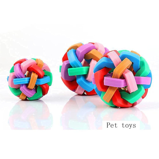 Rubber Woven Bell Ball Dog Chewing Toy