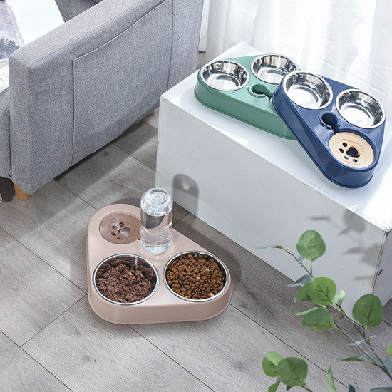 Stainless Steel 3 In 1 Dog Feeder Bowl