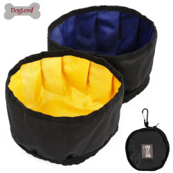 DOGLEMI Double Bowl Portable Folding Dog Feeder Bowl