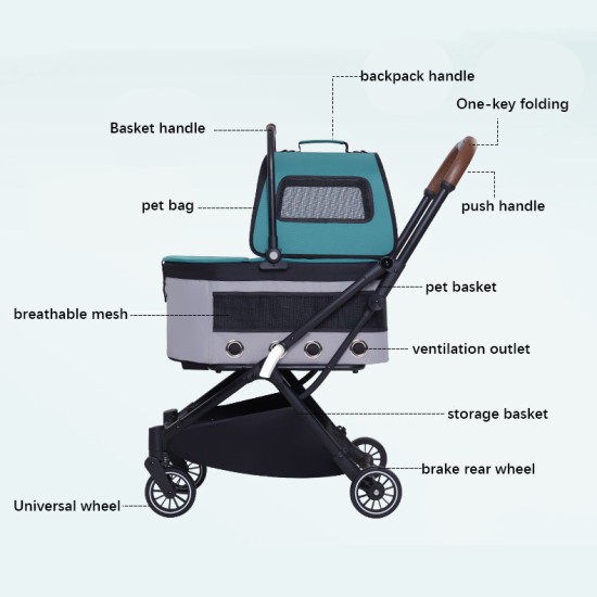 Double Layer Dog Stroller for Travel Camping