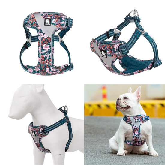 True Love Reflective Floral Dog Walking Harness