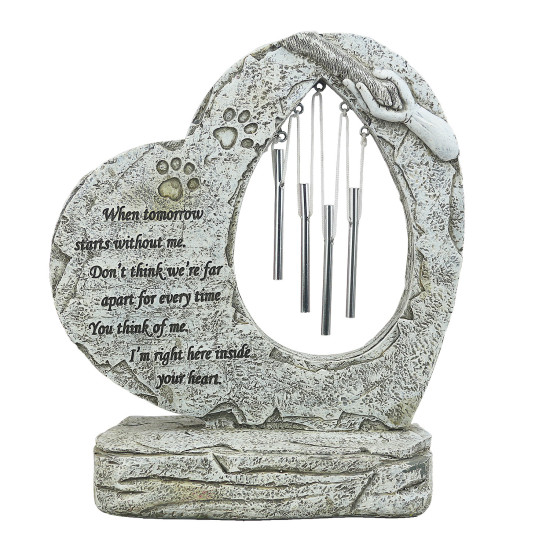 Heart Shaped With Wind Chimes Dog Headstone Customizable